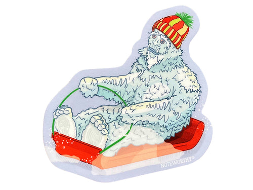 Sledding Yeti Sticker