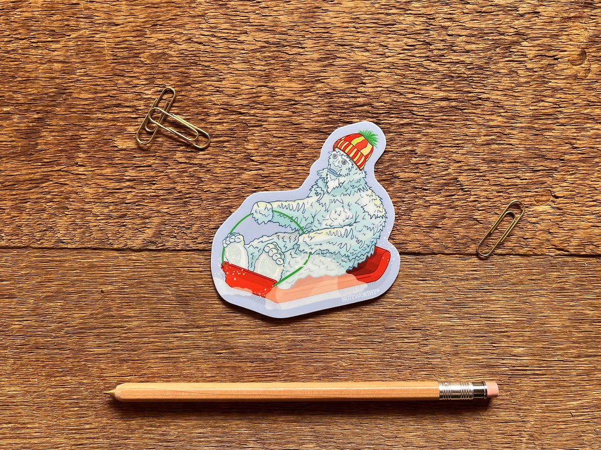 Sledding Yeti Sticker – Noteworthy Paper & Press