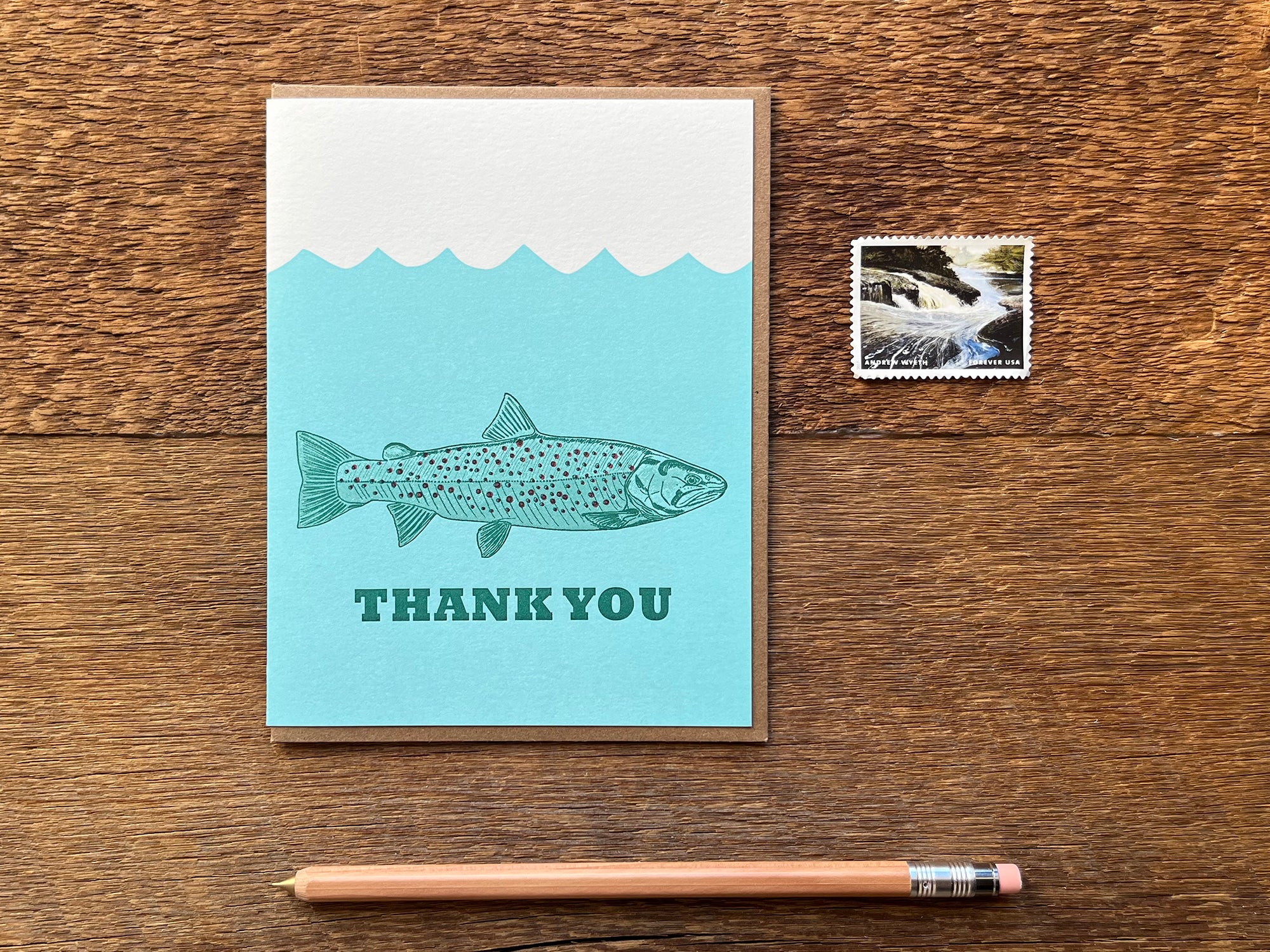 Fisherman Note Cards, Fish on Plaque Personalized Thank You Notes 