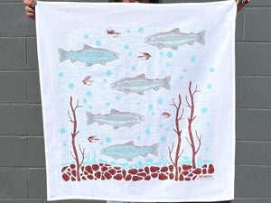 Trout & Flies Tea Towel