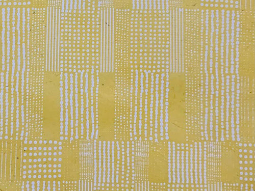 Quilt Dots, White on Yellow, Handmade Paper