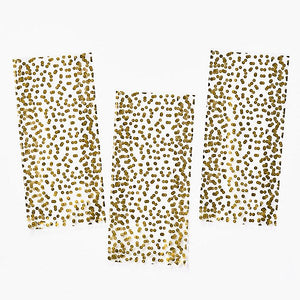 Gold Confetti Dot Cellophane Bags, Set of 15
