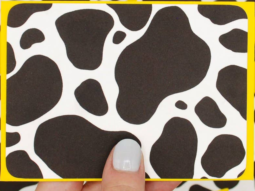 Cow Print, Black, Boxed Set of 8