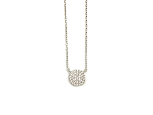Pave Disc Necklace, Silver