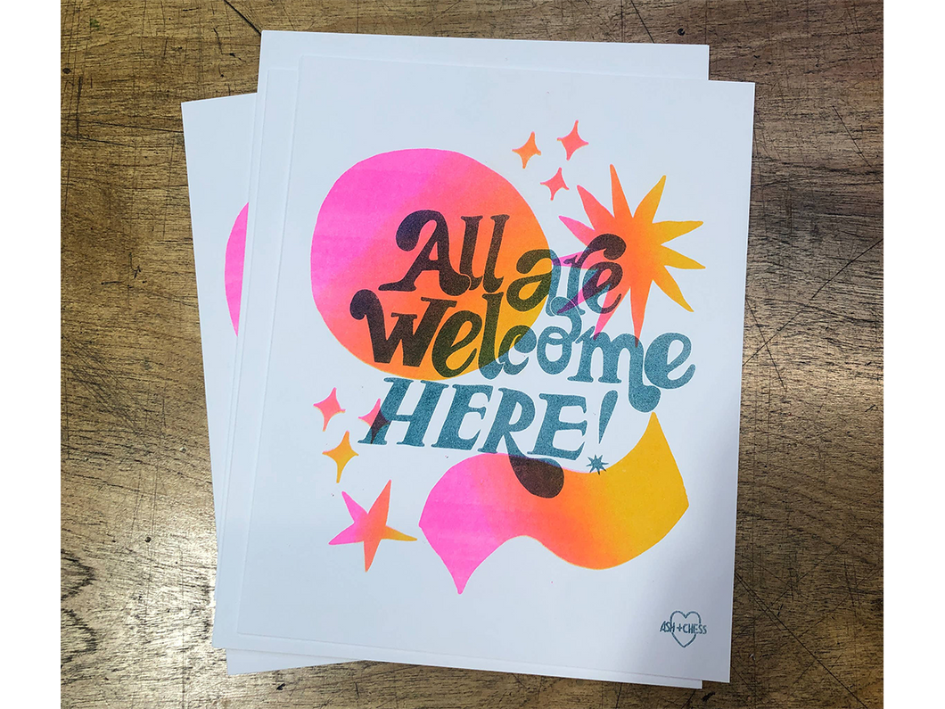 All Are Welcome Here Risograph Print, 8