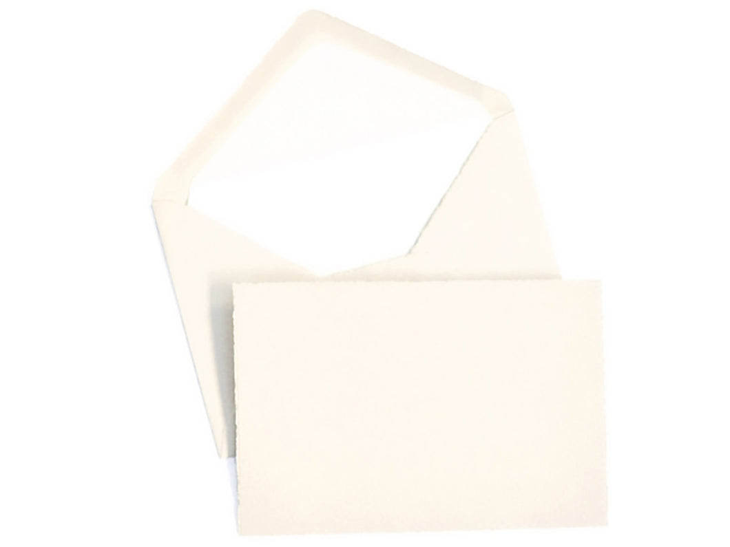 Classic Laid Deckled Edge Flat Notes, Cream, Gold Box Set of 25
