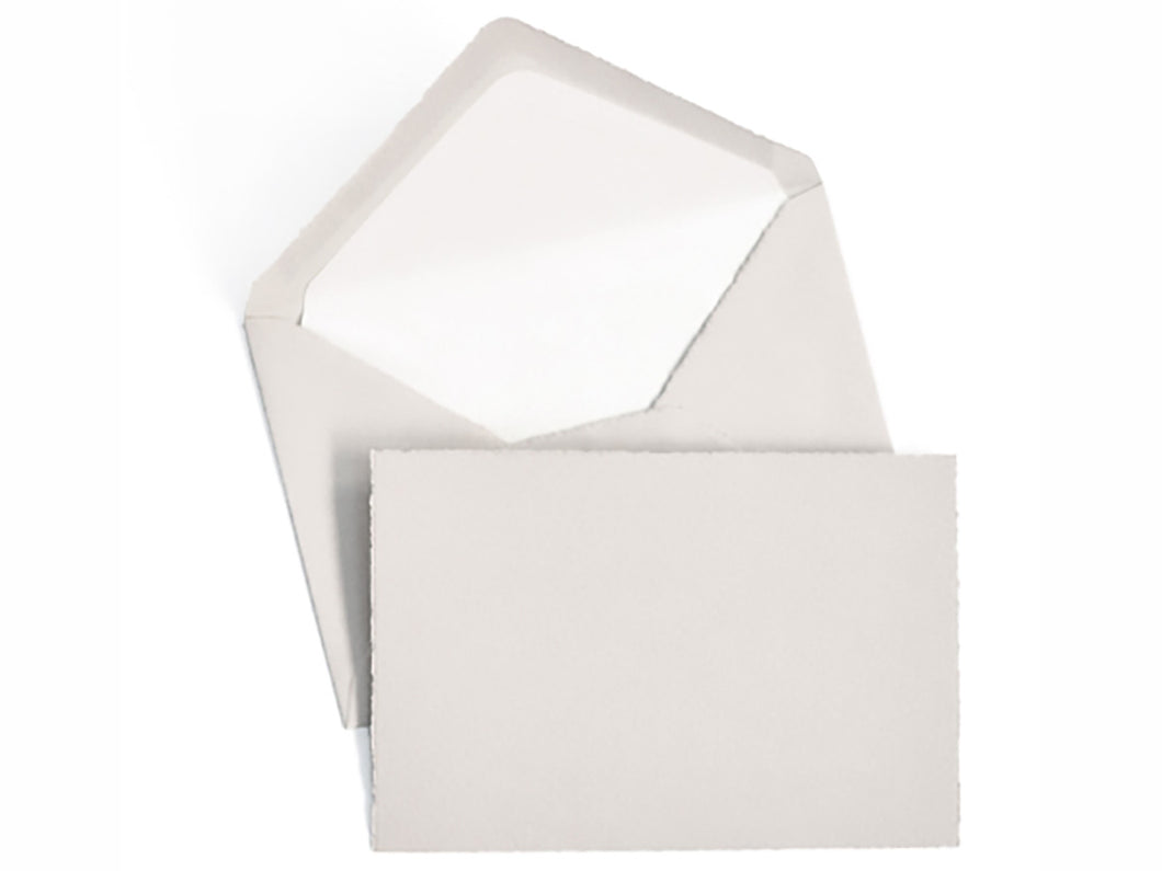 Classic Laid Deckled Edge Flat Cards, Grey, Gold Box Set of 25