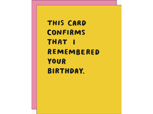 Confirmed Birthday, Single Card