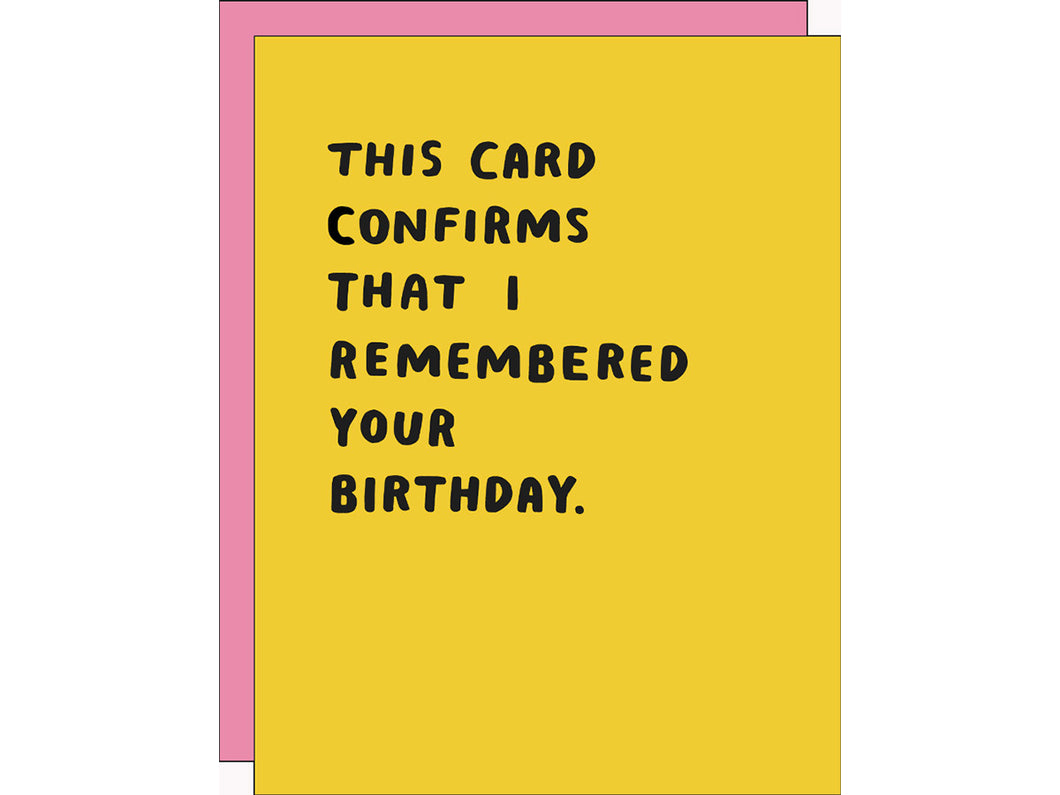 Confirmed Birthday, Single Card