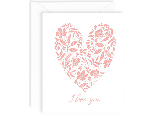 A2 Floral ILY Heart, Single Card