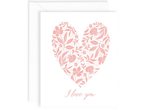 A2 Floral ILY Heart, Single Card
