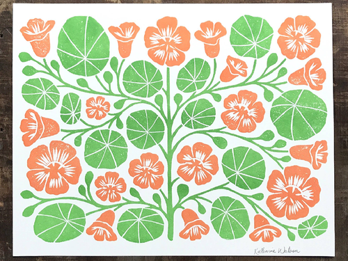 Garden Series: Nasturtium Risograph Print