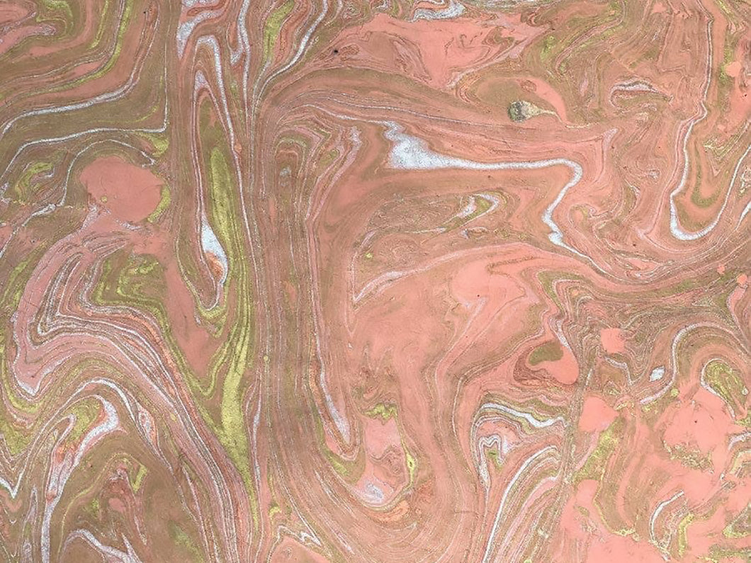 Marble, Gold Silver & Copper on Papaya, Handmade Paper