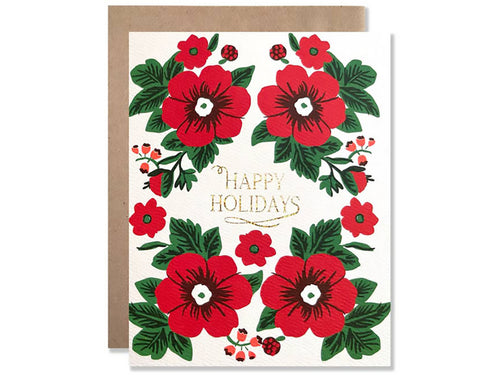 Happy Holidays Poinsettia, Single Card