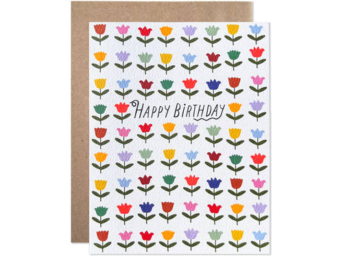 Happy Birthday Rainbow Tulips, Single Card