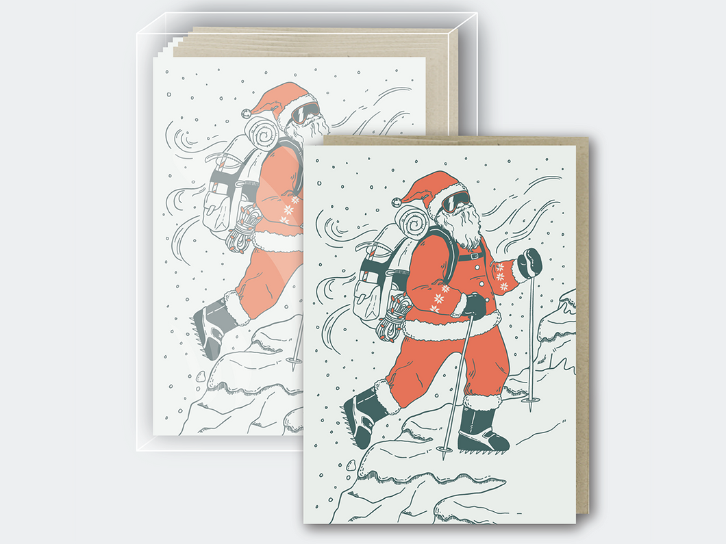 Hiker Santa, Greeting Card
