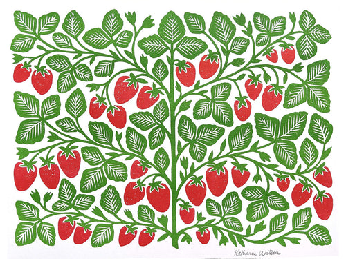 Garden Series: Strawberry Risograph Art Print