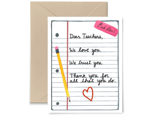 Dear Teachers, Single Card