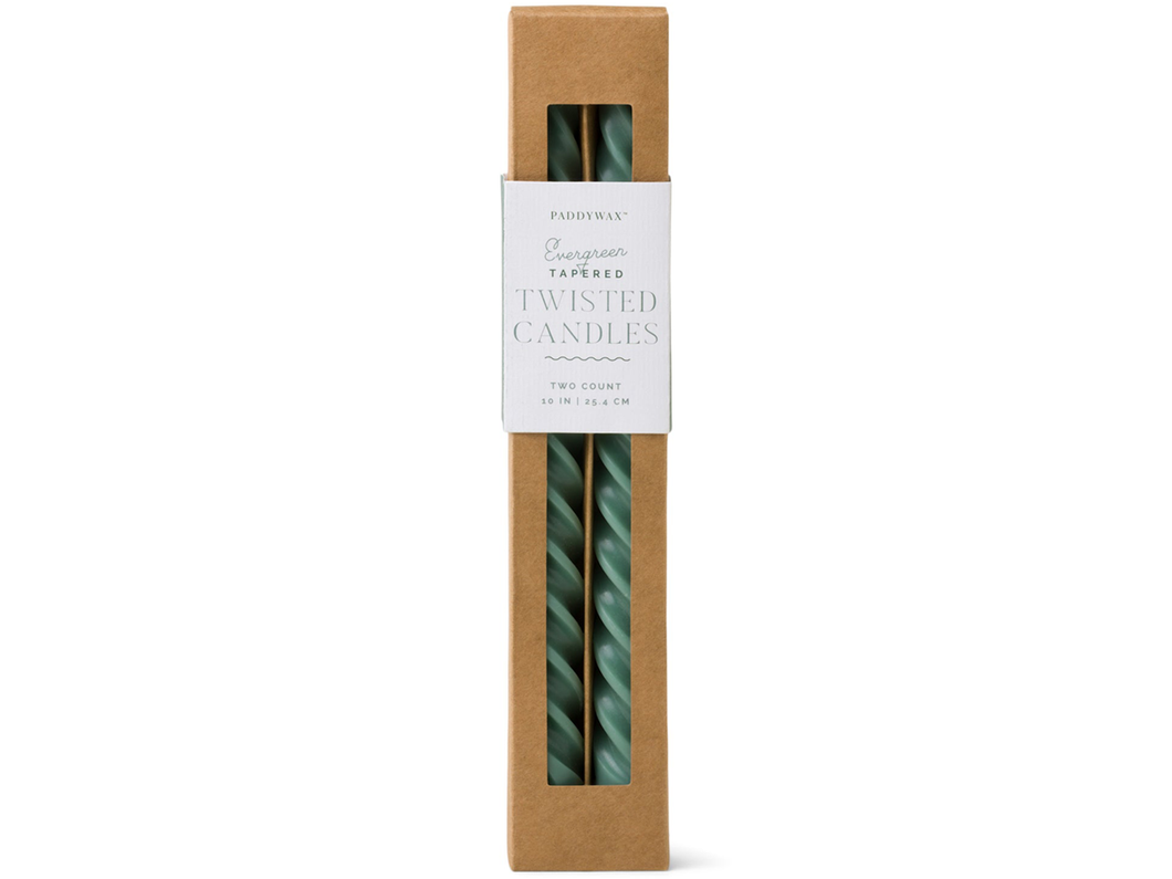 Cypress & Fir Twisted Taper Candles, Set of 2