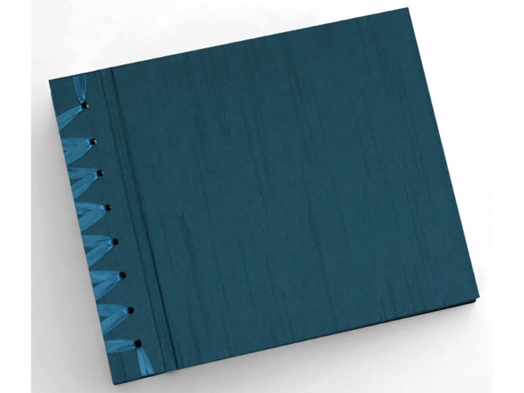 Small Paper Page Album, Silk Cover, Peacock Blue