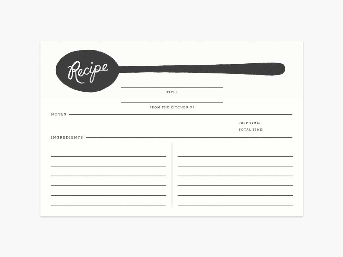 Charcoal Spoon Recipe Cards, Pack of 12 – Noteworthy Paper & Press