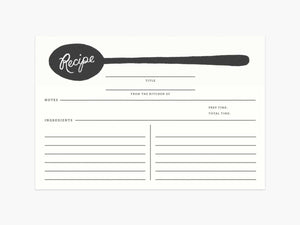 Charcoal Spoon Recipe Cards, Pack of 12