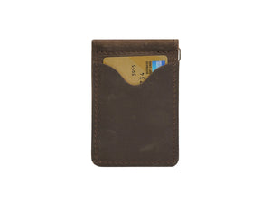 Money Clip Leather Wallet, Machine-Sewn