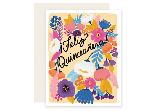 Quinceañera Floral, Single Card