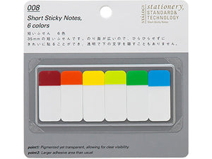 Short Sticky Notes, 6 Colors
