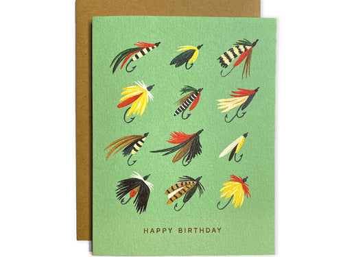 Happy Birthday Fishing Flies, Single Card
