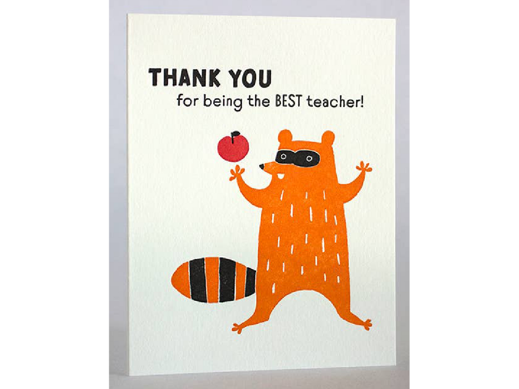 Thank You Teacher Raccoon, Single Card