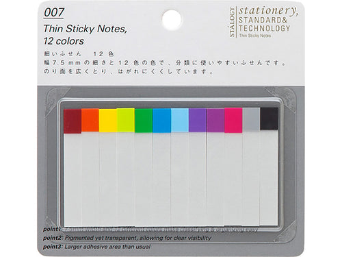 Thin Sticky Notes, 12 Colors