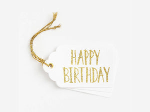 Happy Birthday Gold Glitter Gift Tags, Set of 3