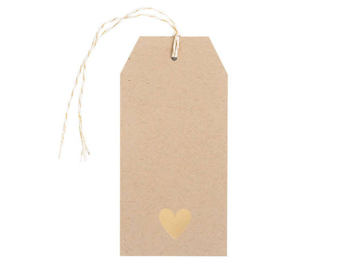 Gold Heart Foil Hang Tags, Set of 10