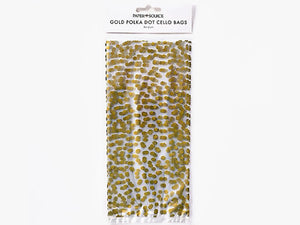 Gold Confetti Dot Cellophane Bags, Set of 15