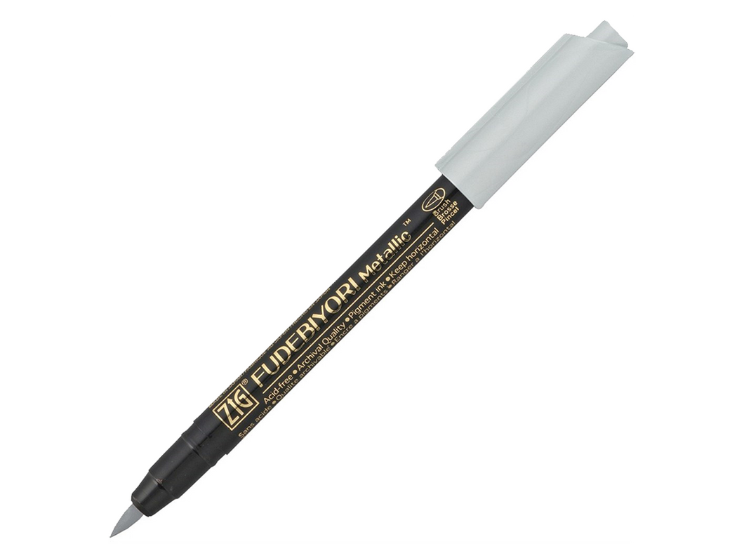 Zig Fudebiyori Metallic Brush Pen, Silver