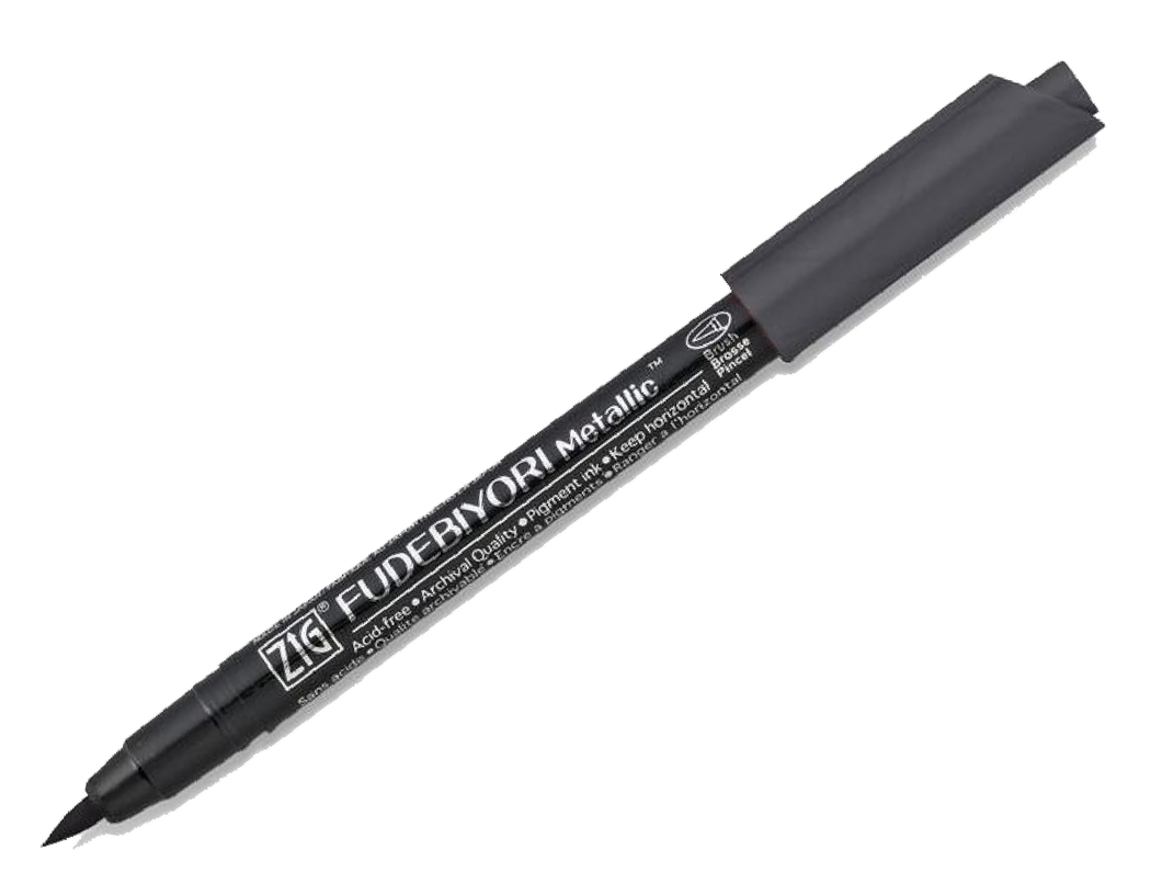 Zig Fudebiyori Metallic Brush Pen, Black