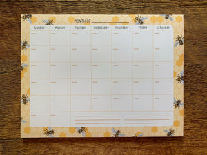 Honey Bees Monthly Desk Planner