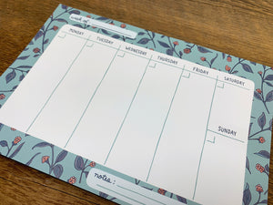 Blue Floral Weekly Desk Planner