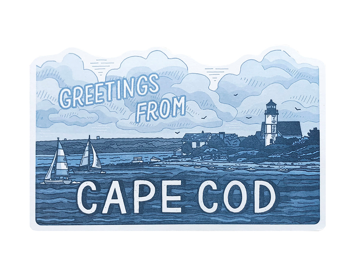 Cape Cod Post Card Vintage Large Letter Postcard Illustration,