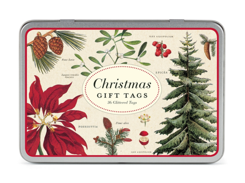 Christmas Botanica, Glitter Gift Tags in Tin