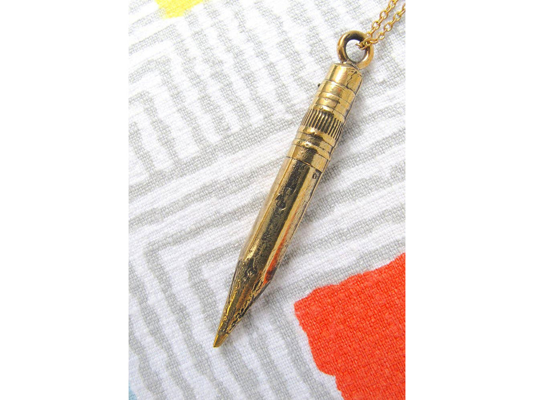 Solid Brass Pencil Necklace