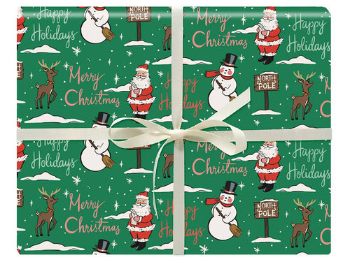 Retro Holiday Gift Wrapping Sheets, Set of 3