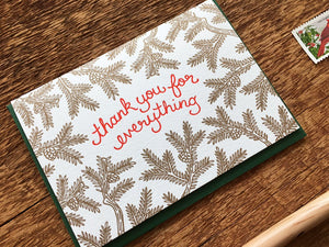 Pine Branch Thank You  Greeting Card