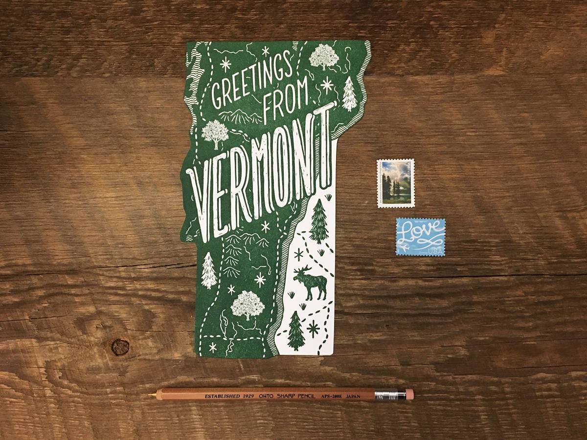 Greetings from Vermont Postcard – Noteworthy Paper & Press