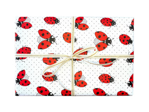 Ladybug Pattern Gift Wrap, Single Sheet