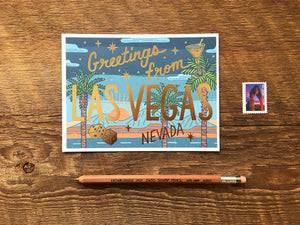 Greetings from Las Vegas Foil Postcard