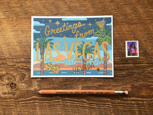 Greetings from Las Vegas Foil Postcard