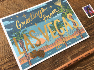 Greetings from Las Vegas Foil Postcard