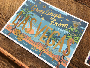 Greetings from Las Vegas Foil Postcard